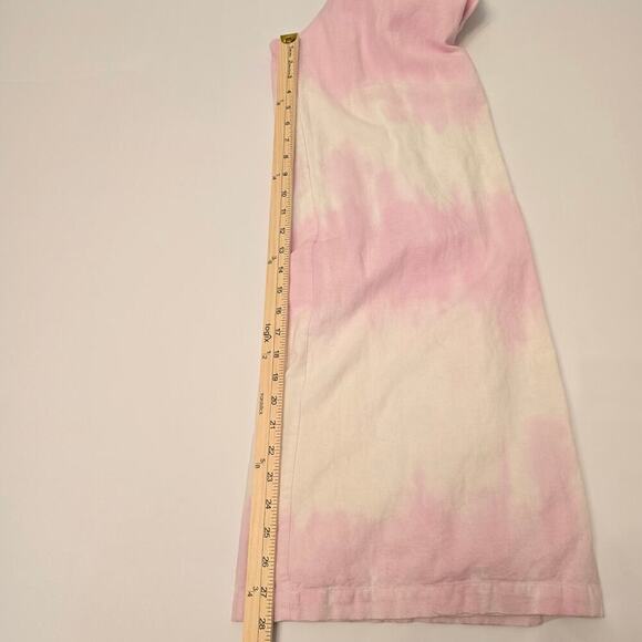 Venus Babydoll Jumpsuit Sz 2 Pink Tie Dye Cotton Linen Wide Leg Beach Vacation - Picture 8 of 11